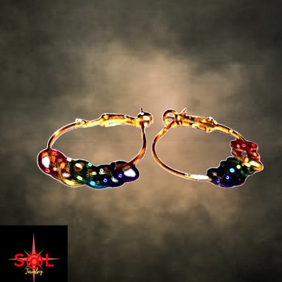 Rainbow Rings Hoop Earrings - Picture 3 of 3